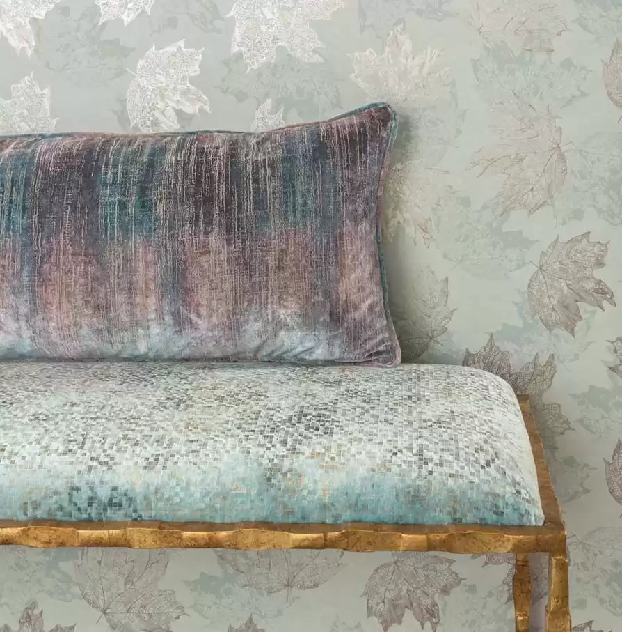 Ariadne Velvets Elvira Dove/Silver/Mint - Osborne & Little - F7294-01 -Fabric