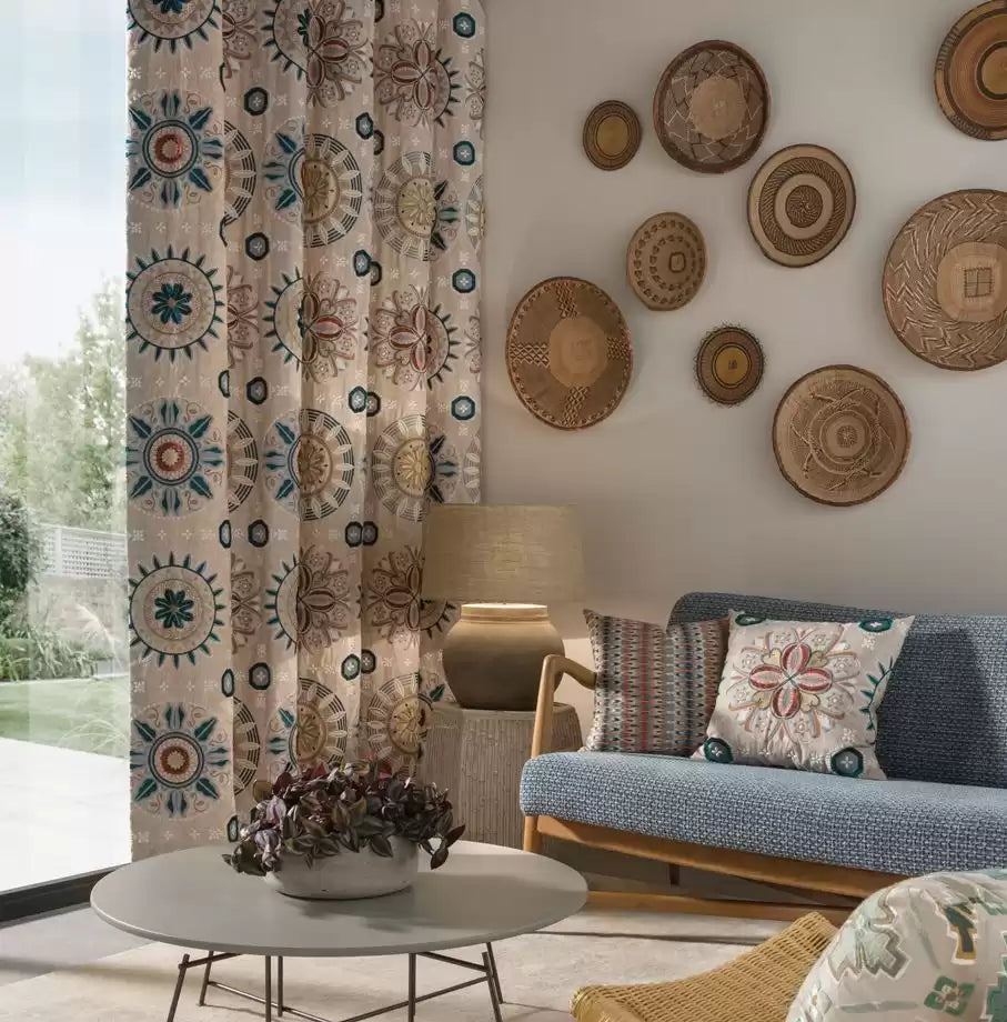 Taza Temara Linen/Copper/Denim - Osborne & Little - F7270-02 Fabric