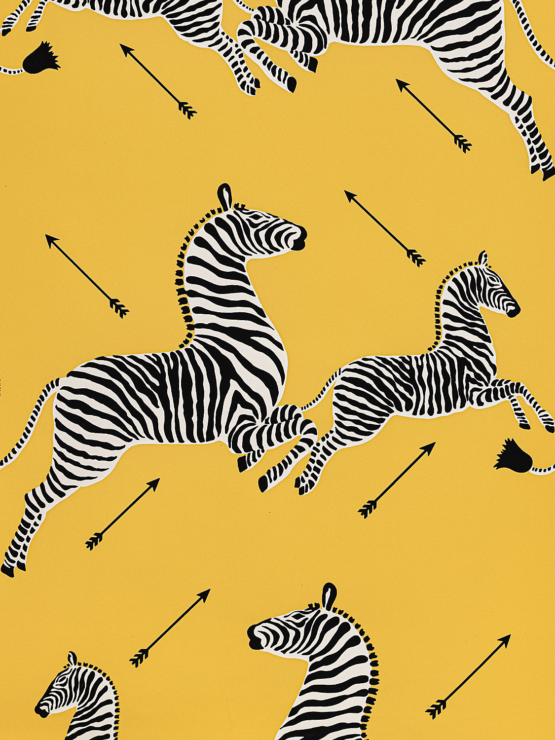 Zebras - Wallpaper - Trimmed - Yellow - Scalamandre Wallpaper