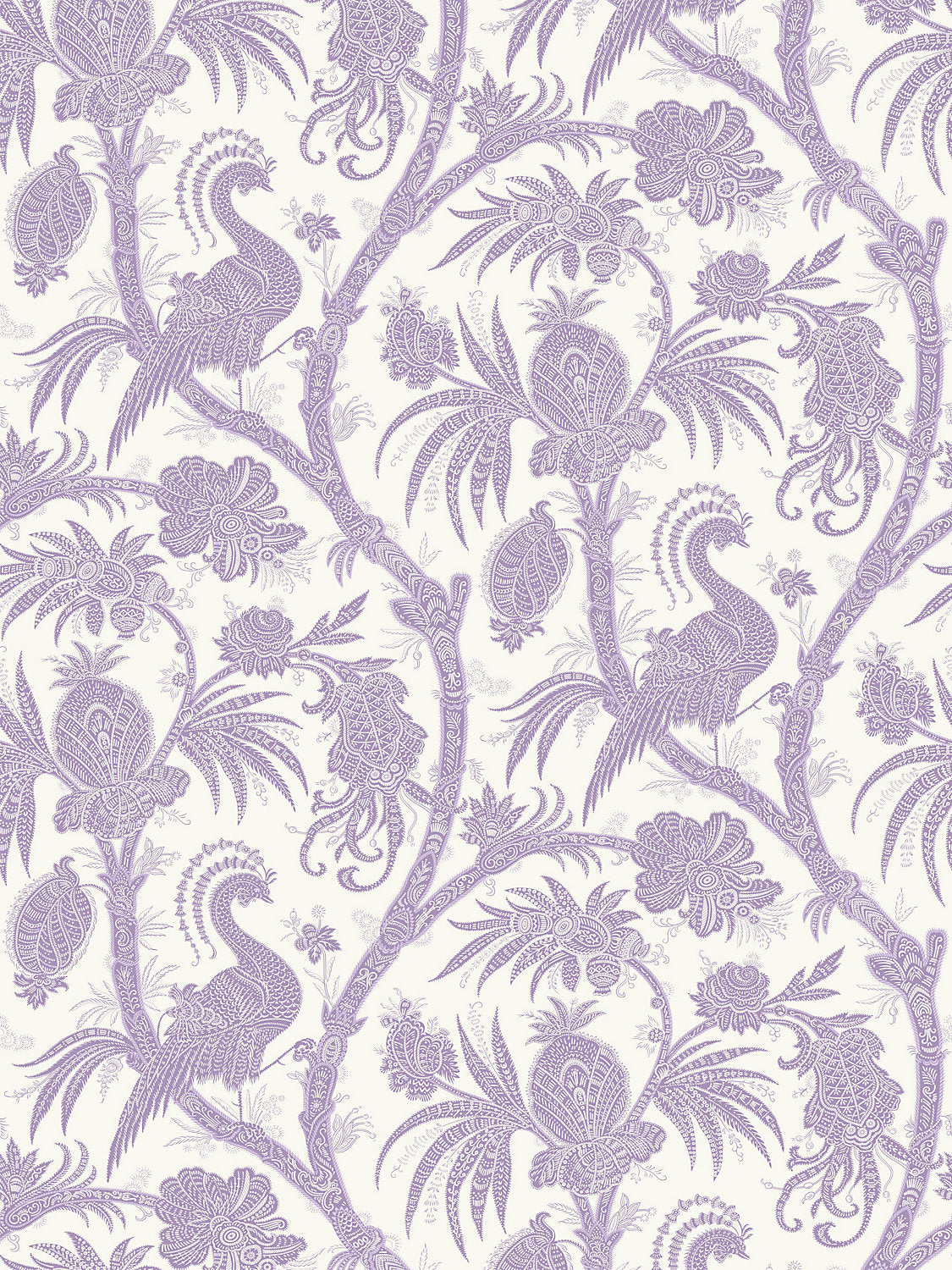 Balinese Peacock - Lavender - Scalamandre Wallpaper