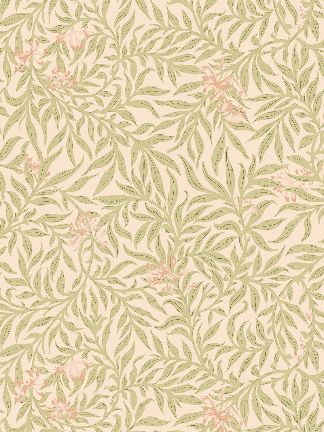 Honeysuckle Wallcovering - Lime Peach