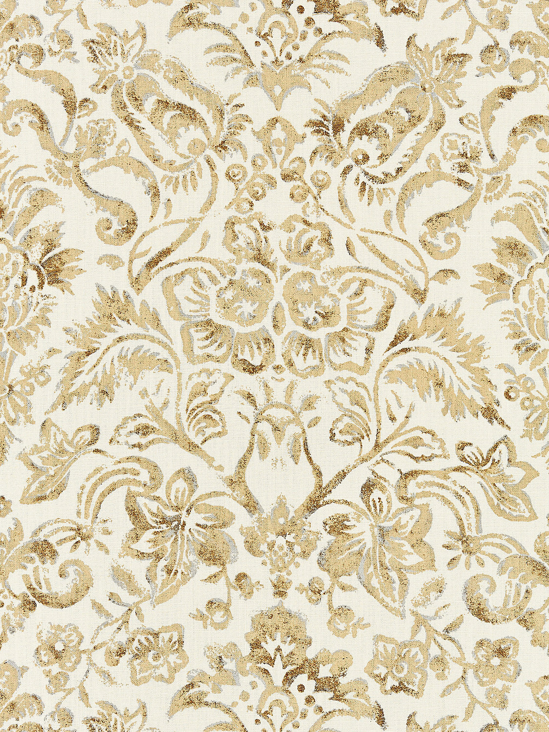 Mansfield Damask Print - Ivory & Burnished Gold