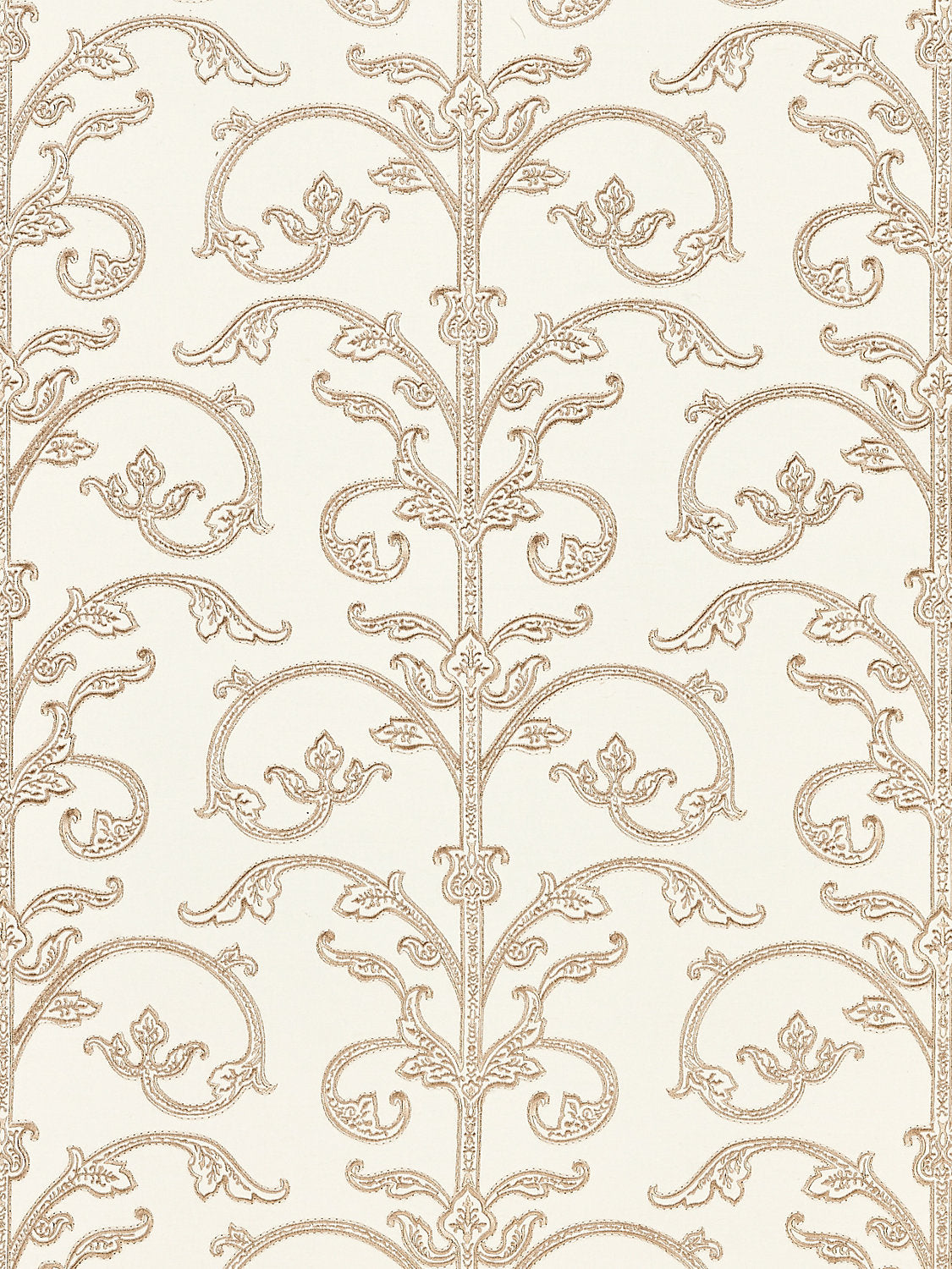 Saxony Scroll Wallcovering - Latte - Scalamandre Wallpaper