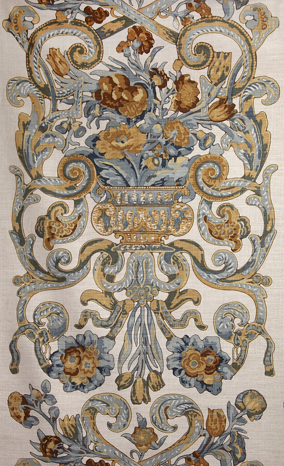 Baroque Floral Canvas - Multi Blue & Oakwood
