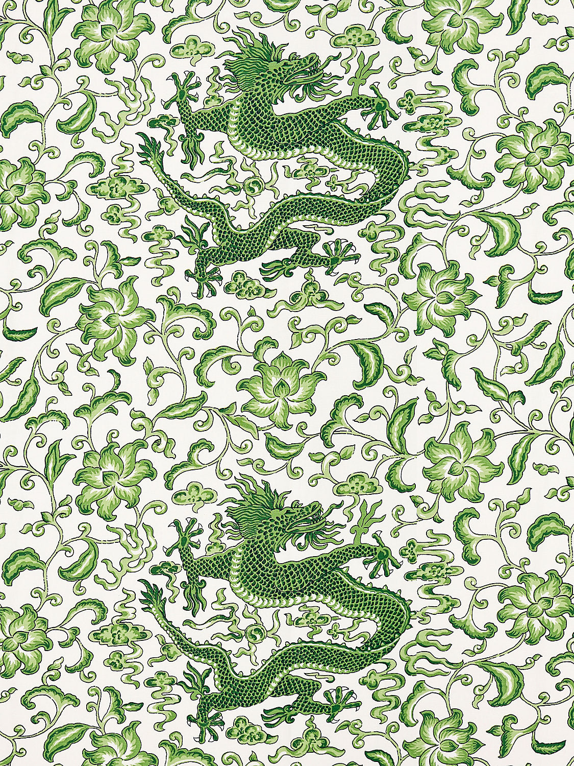 Chi'En Dragon Linen Print - Jade