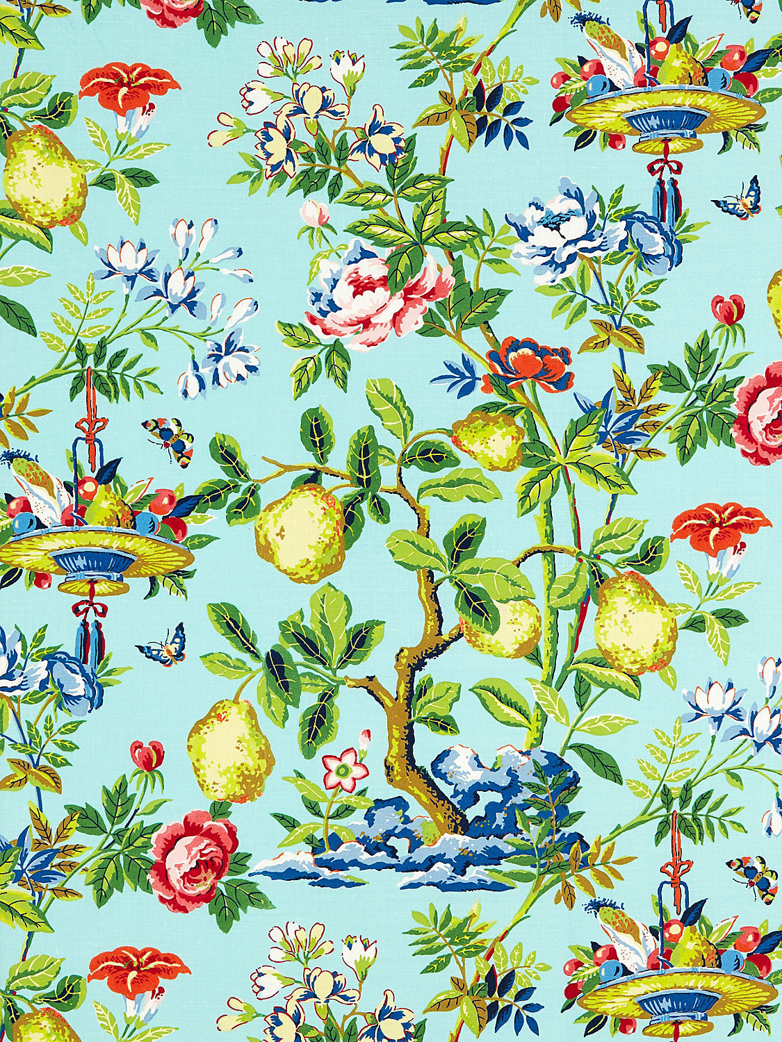 Shantung Garden Cotton Print - Aquamarine