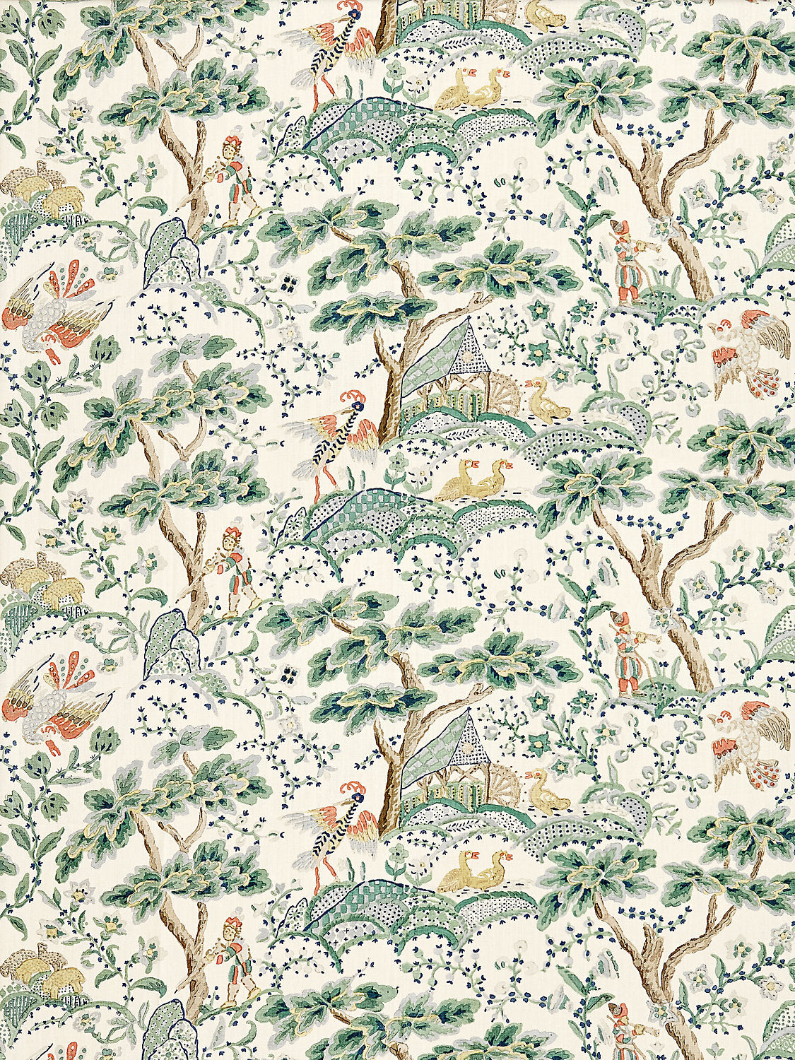 Kelmescott Hand Block Print - Leaf On Ivory - Scalamandre Fabric