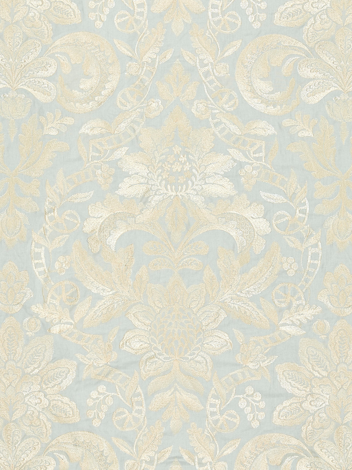 Elizabeth Damask Embroidery - Aquamarine