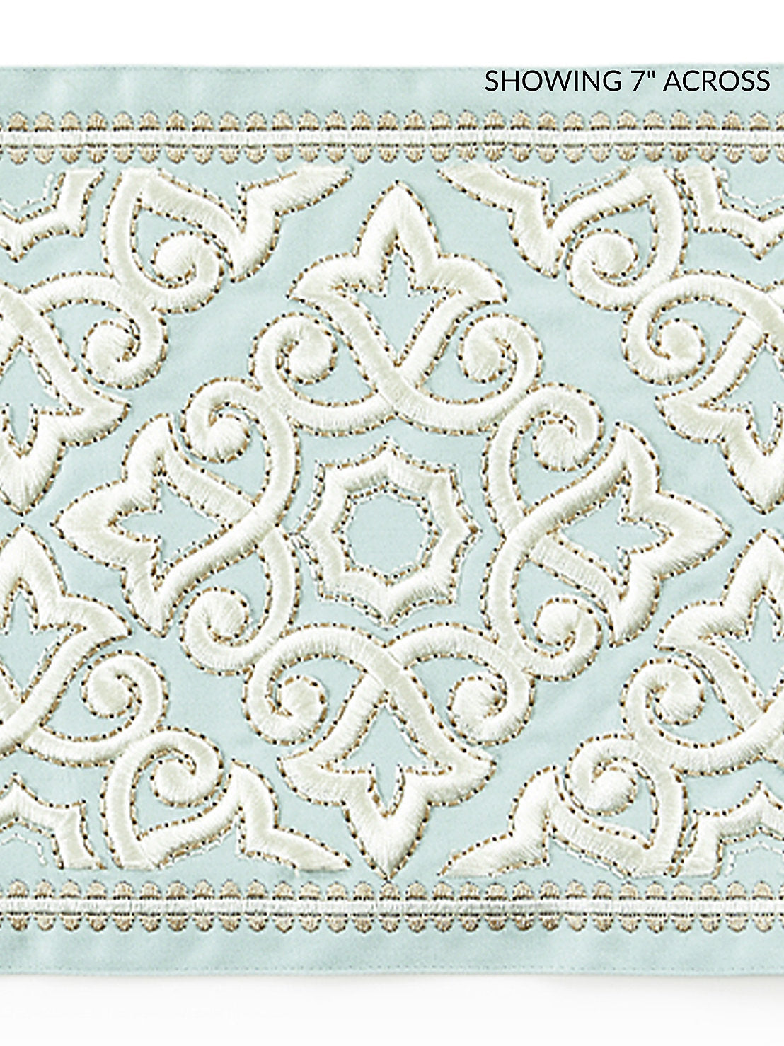 Ornamental Embroidered Tape - Aquamarine