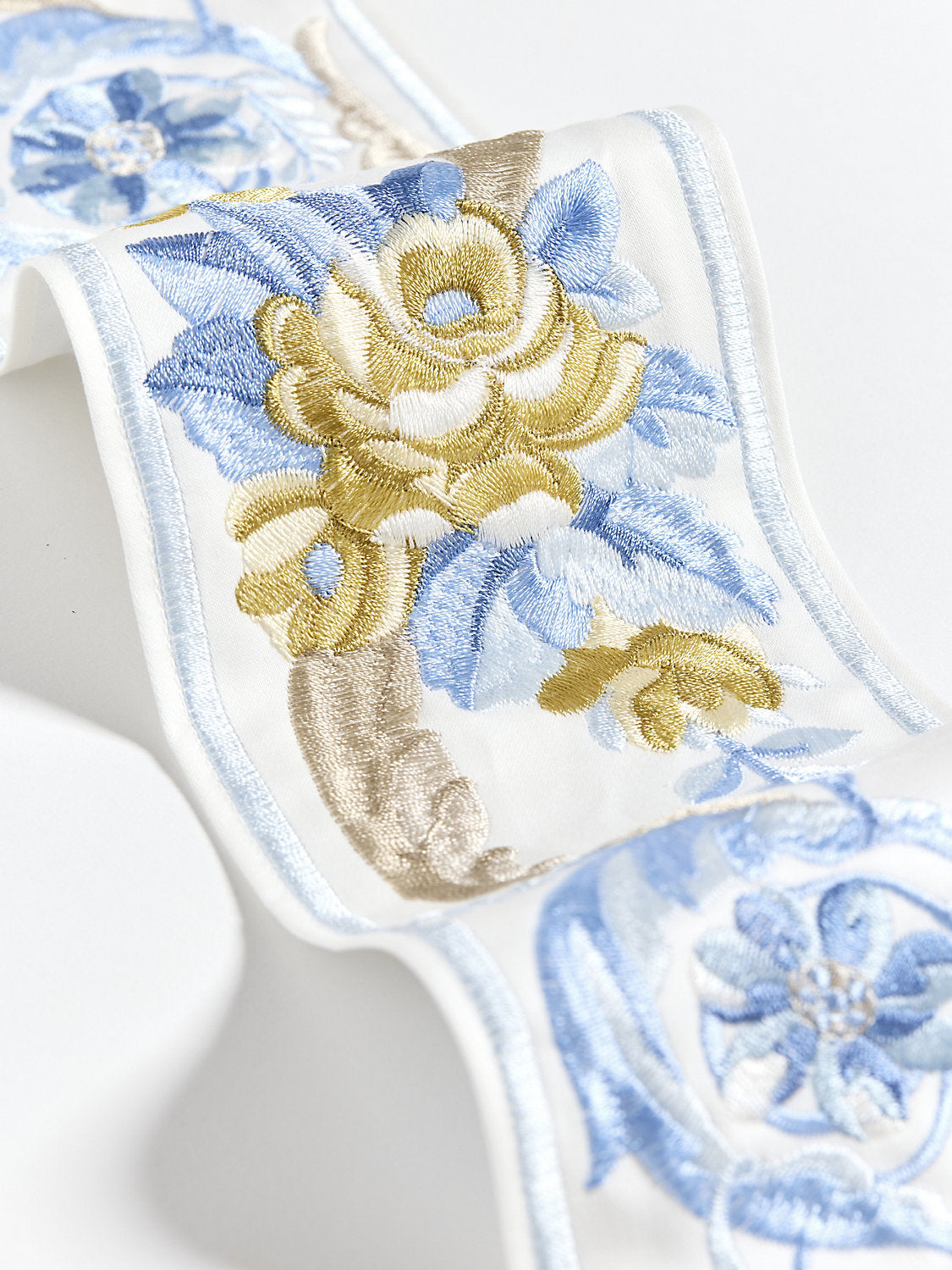 Reine Embroidered Tape - Gold And Blue