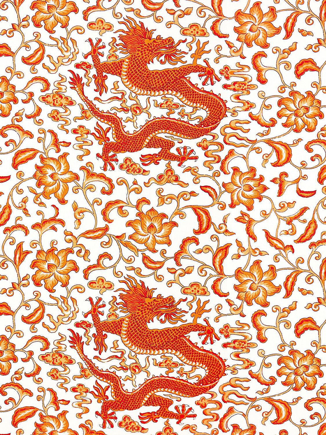 Chi'En Dragon Linen Print - Persimmon