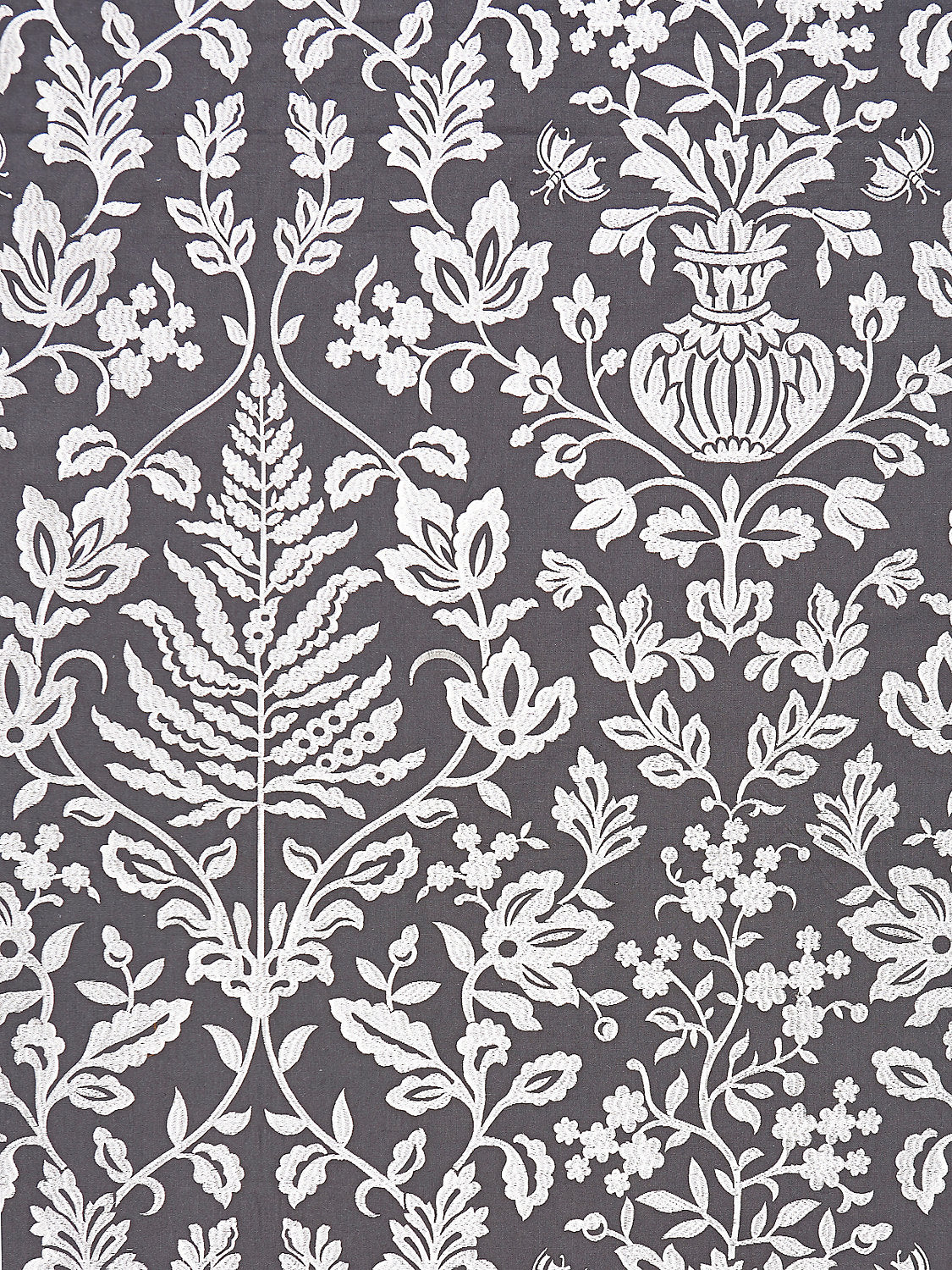 Shalimar Embroidery - Charcoal - Scalamandre Fabric