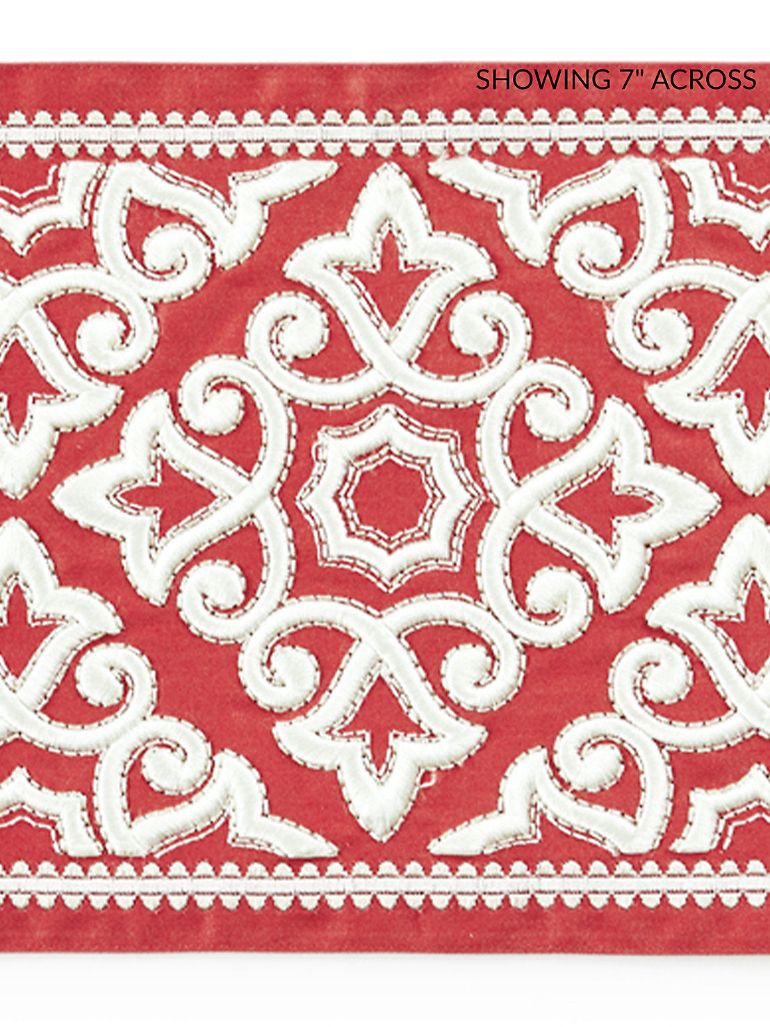 Ornamental Embroidered Tape - Coral