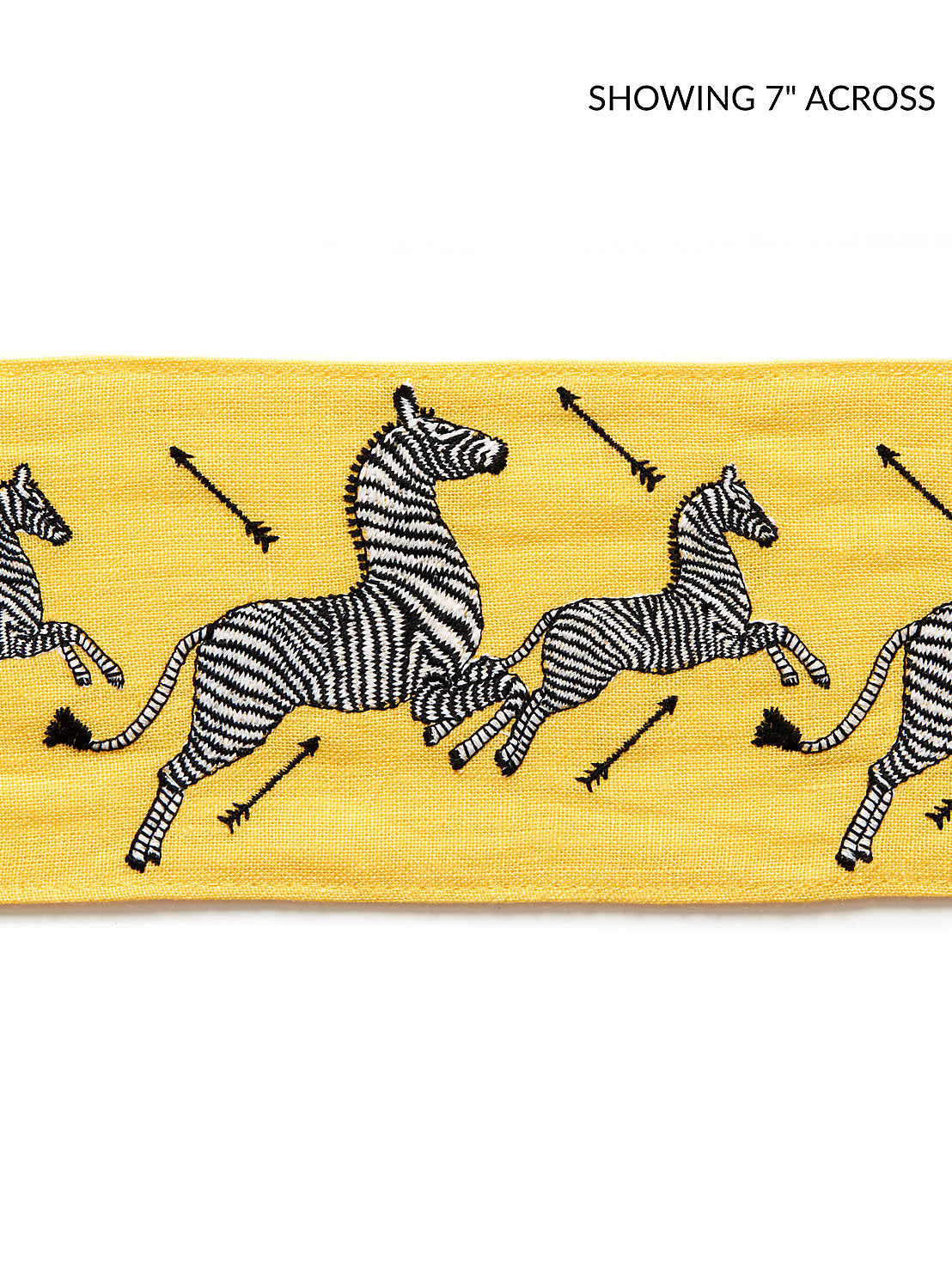 Zebras Embroidered Tape - Yellow
