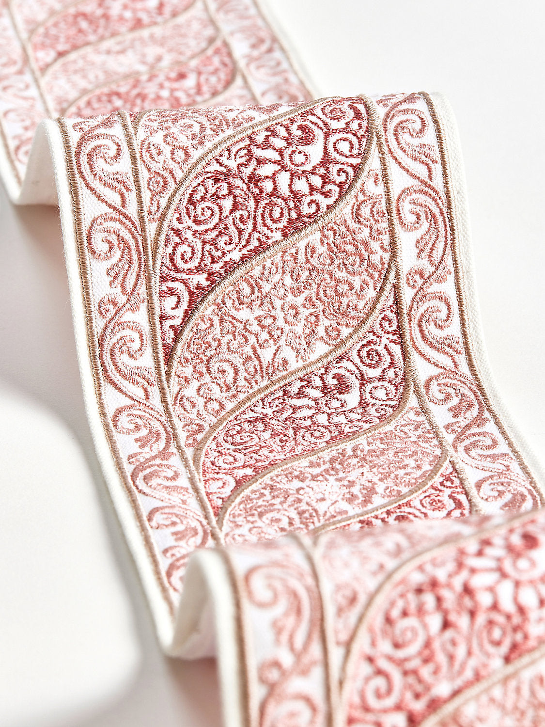 Paisley Embroidered Tape - French Rose - Scalamandre Trim