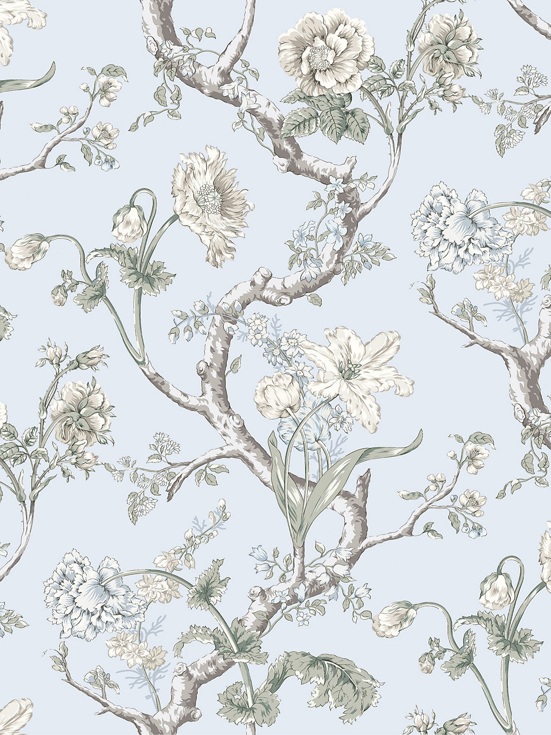 Andrew Jackson Floral - Skylight - Scalamandre Wallpaper