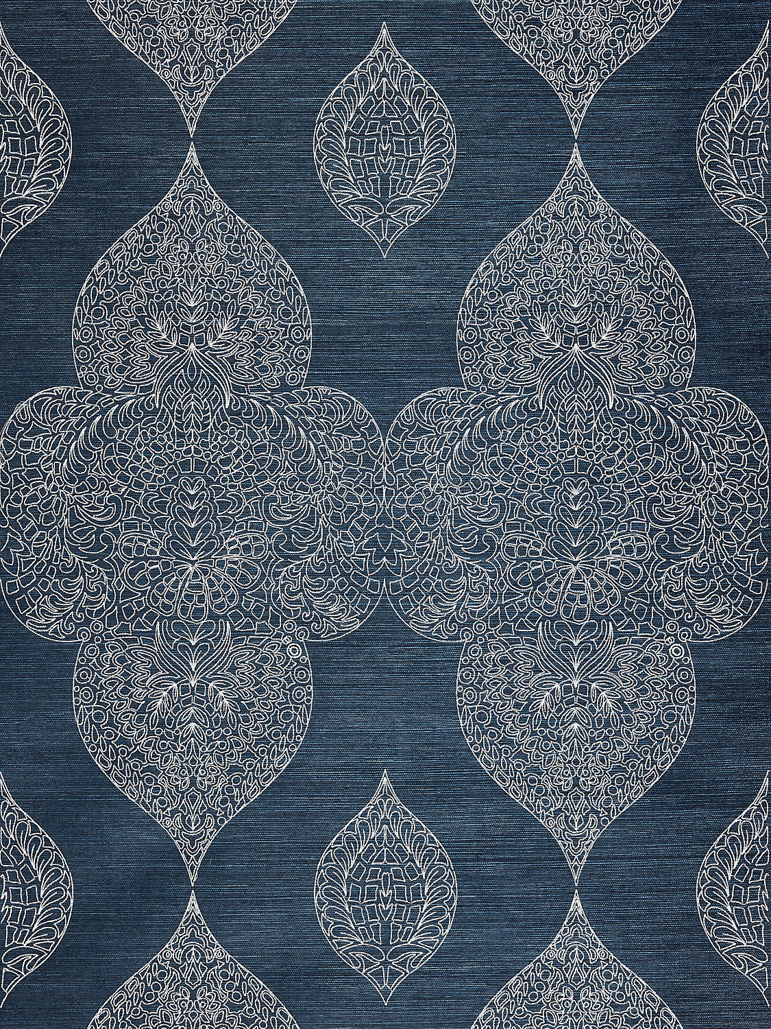Taj Embroidered Sisal - Indigo - Scalamandre Wallpaper