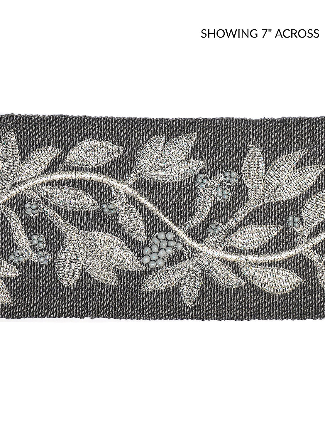 Laurel Embroidered Tape - Charcoal - Scalamandre Trim