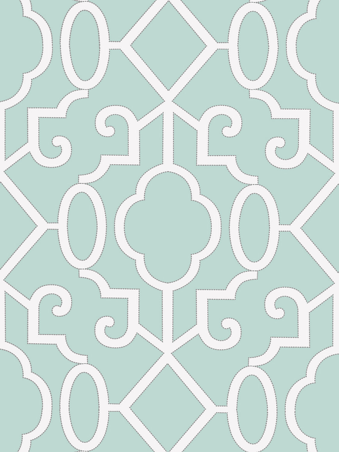 Ming Fretwork Wallpaper - Aquamarine - Scalamandre Wallpaper