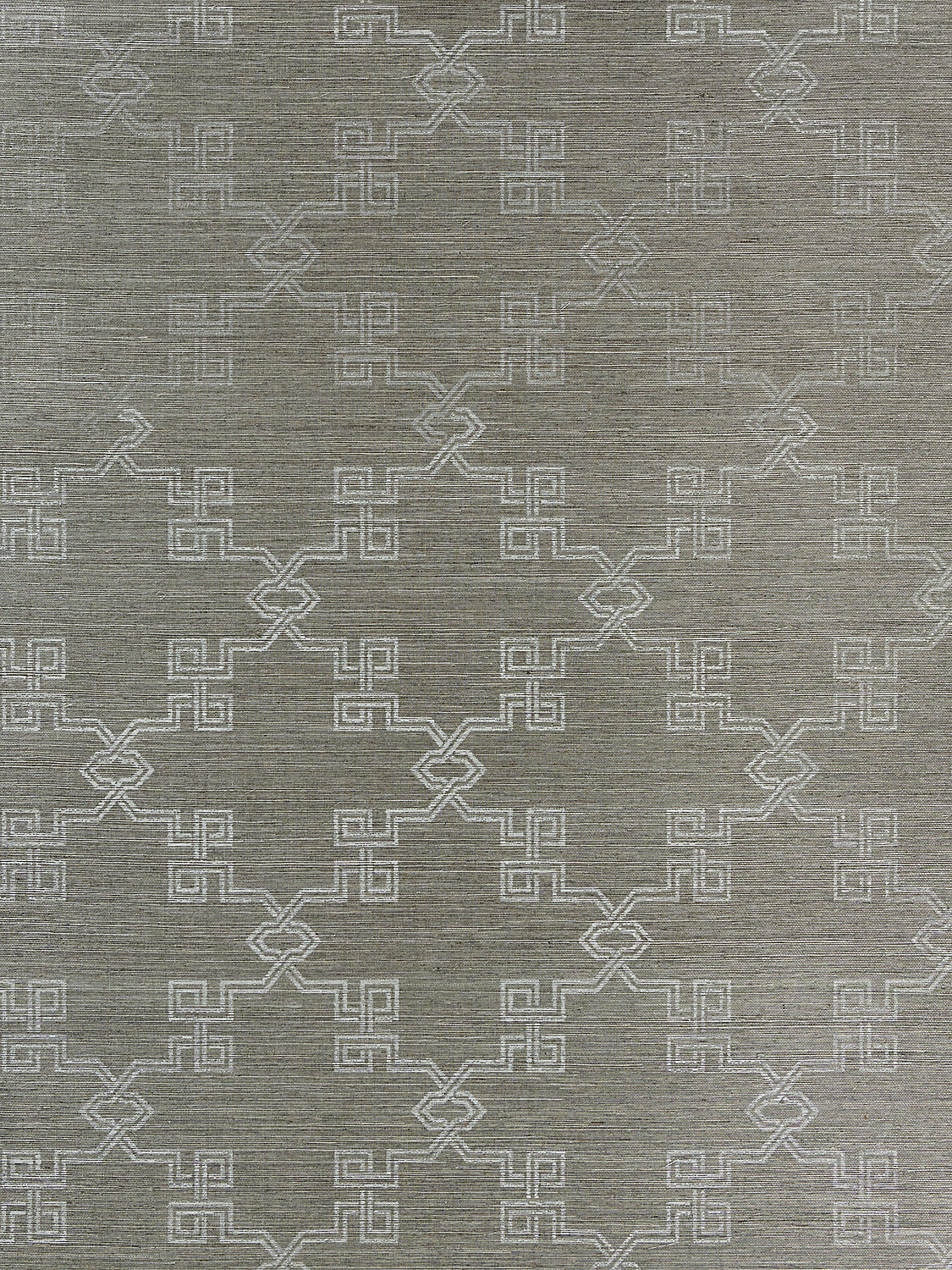 Suzhou Lattice Sisal - Silver On Pewter - Scalamandre Wallpaper