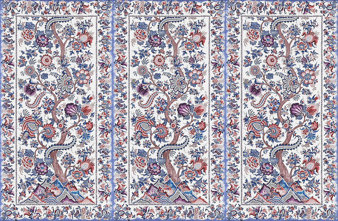 Metropolitan Palampore | Mural - Red Multi - Scalamandre Wallpaper