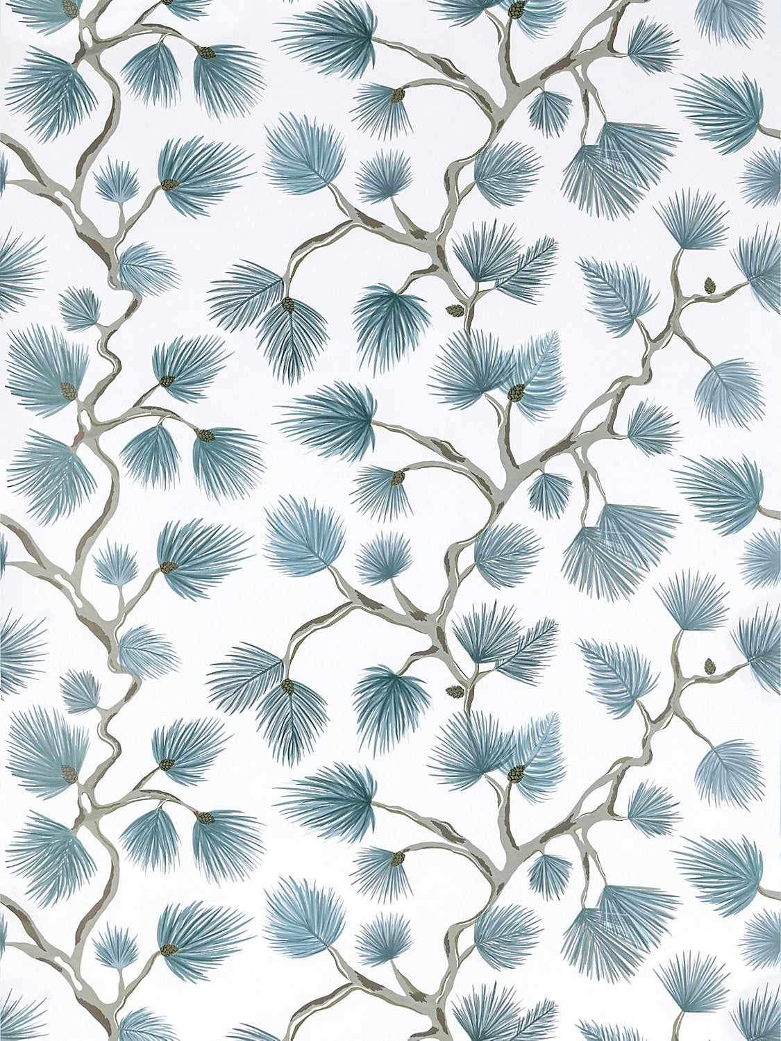 Pignoli Wallcovering - Teal - Scalamandre Wallpaper