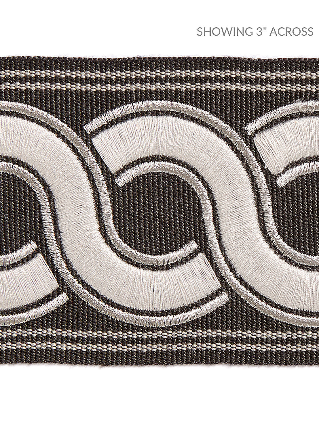 Guilloche Embroidered Tape - Charcoal