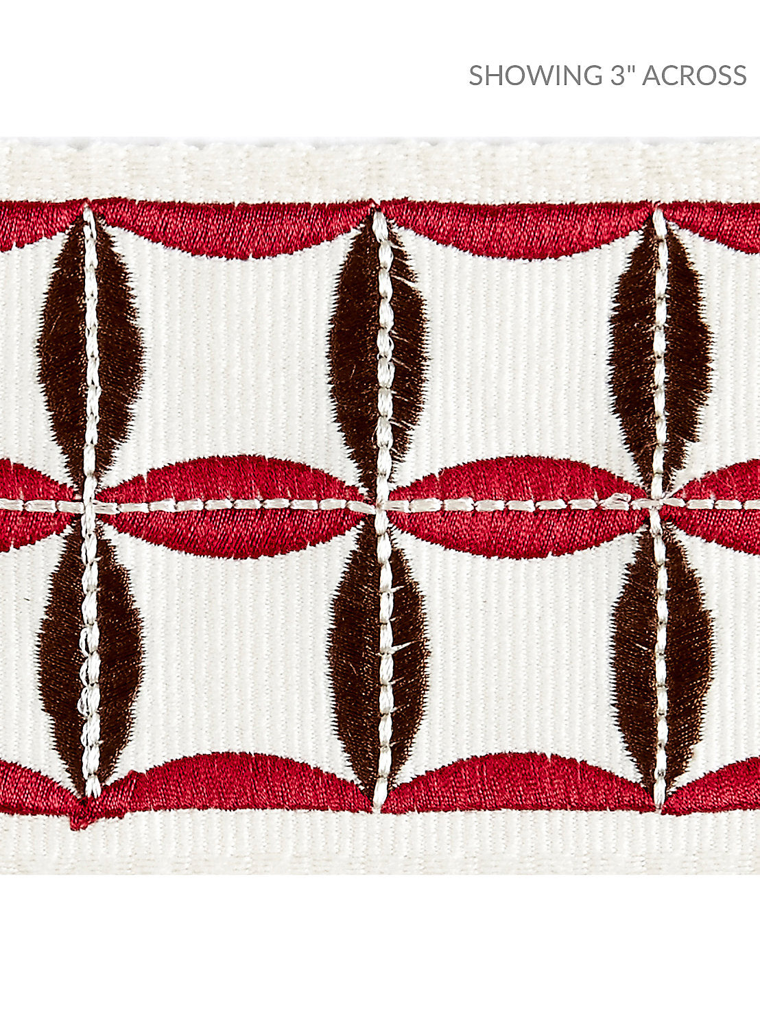 Fiori Embroidered Tape - Raspberry