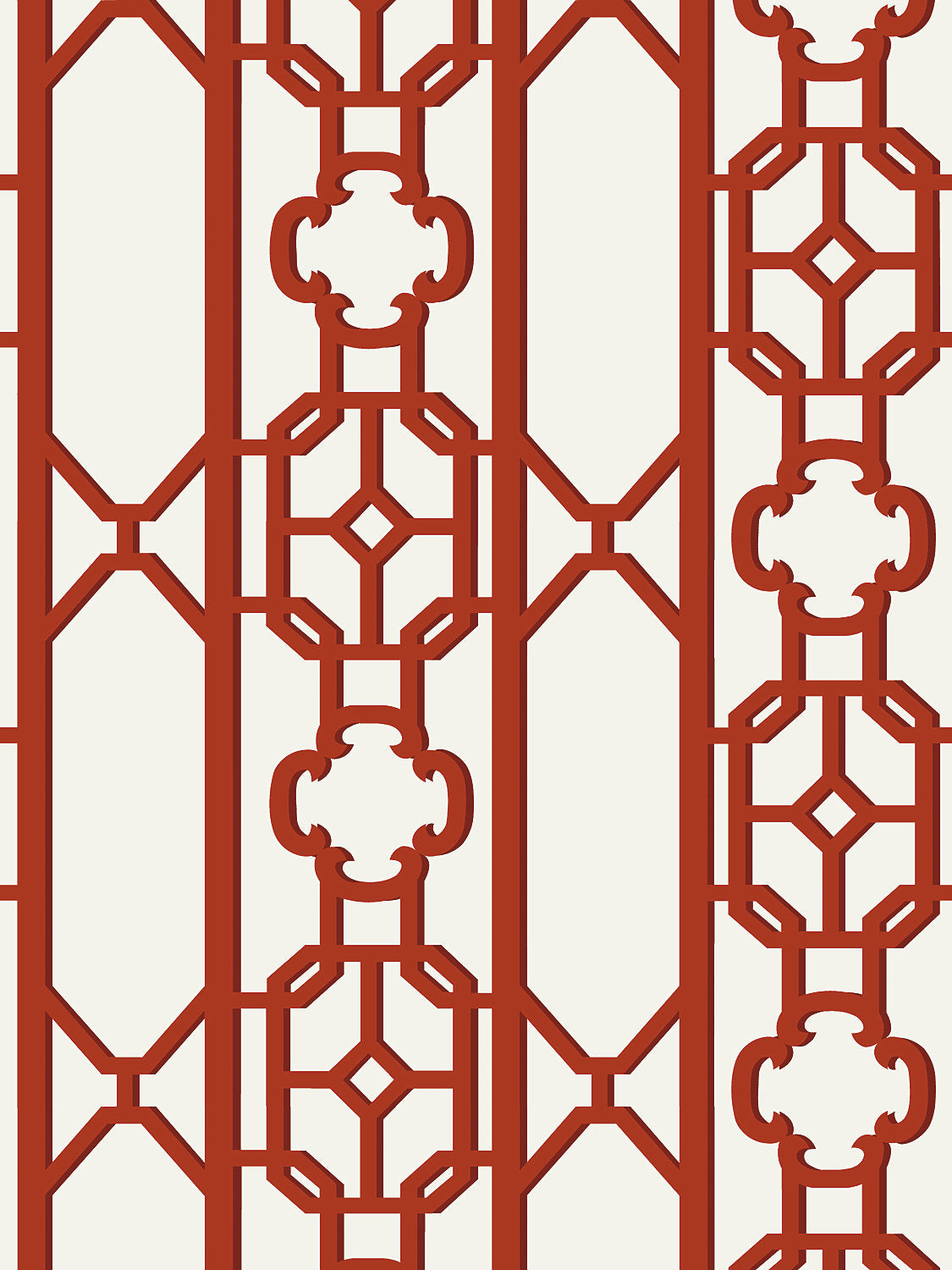 Joanna Fret - Lacquer Red - Scalamandre Wallpaper