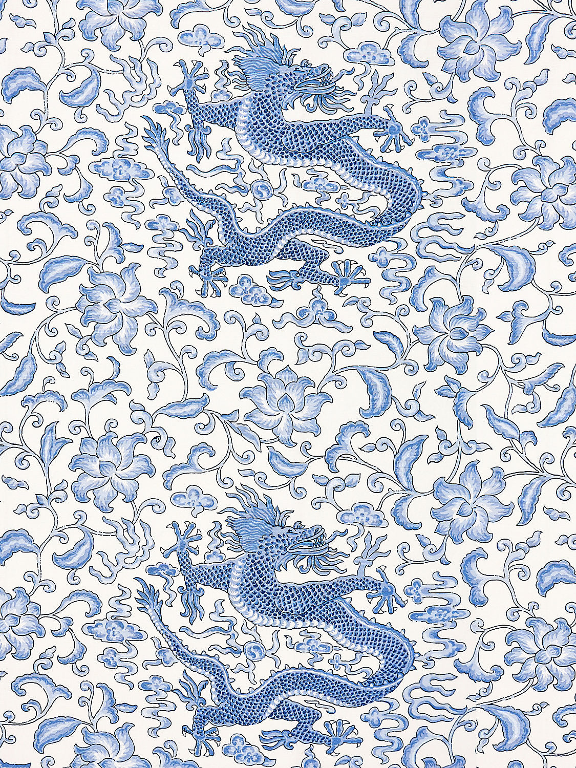 Chi'En Dragon Linen Print - Hyacinth Blue