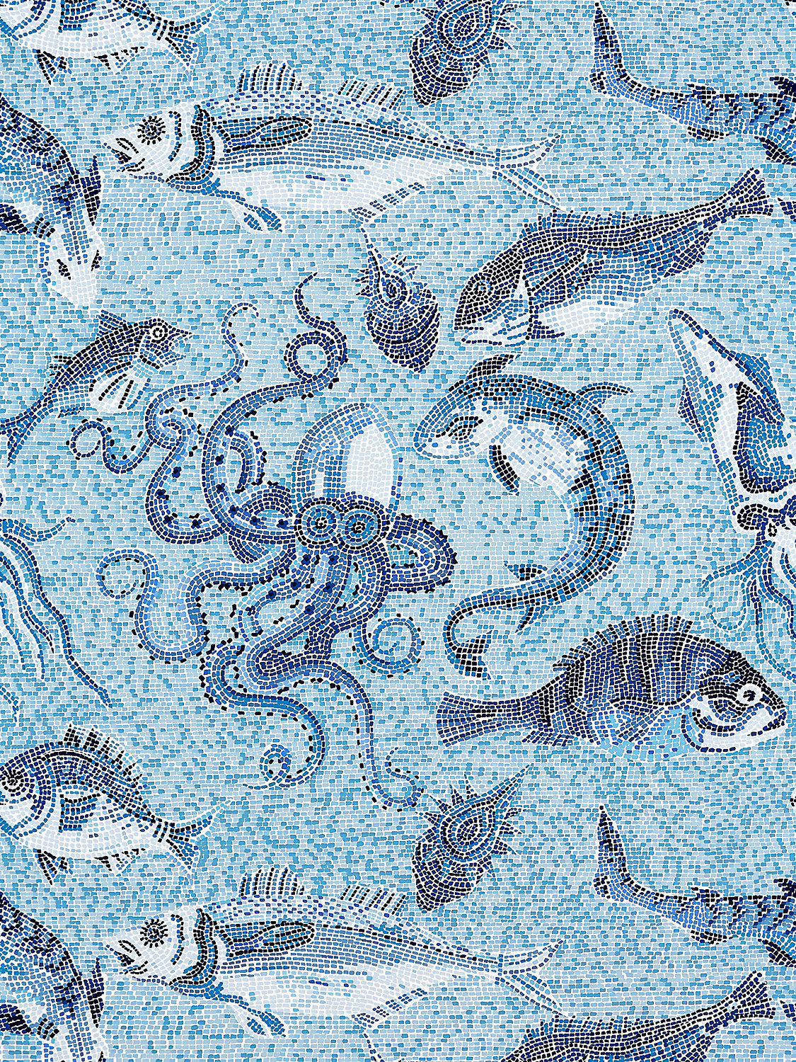Mikonos - Blue - Scalamandre Wallpaper