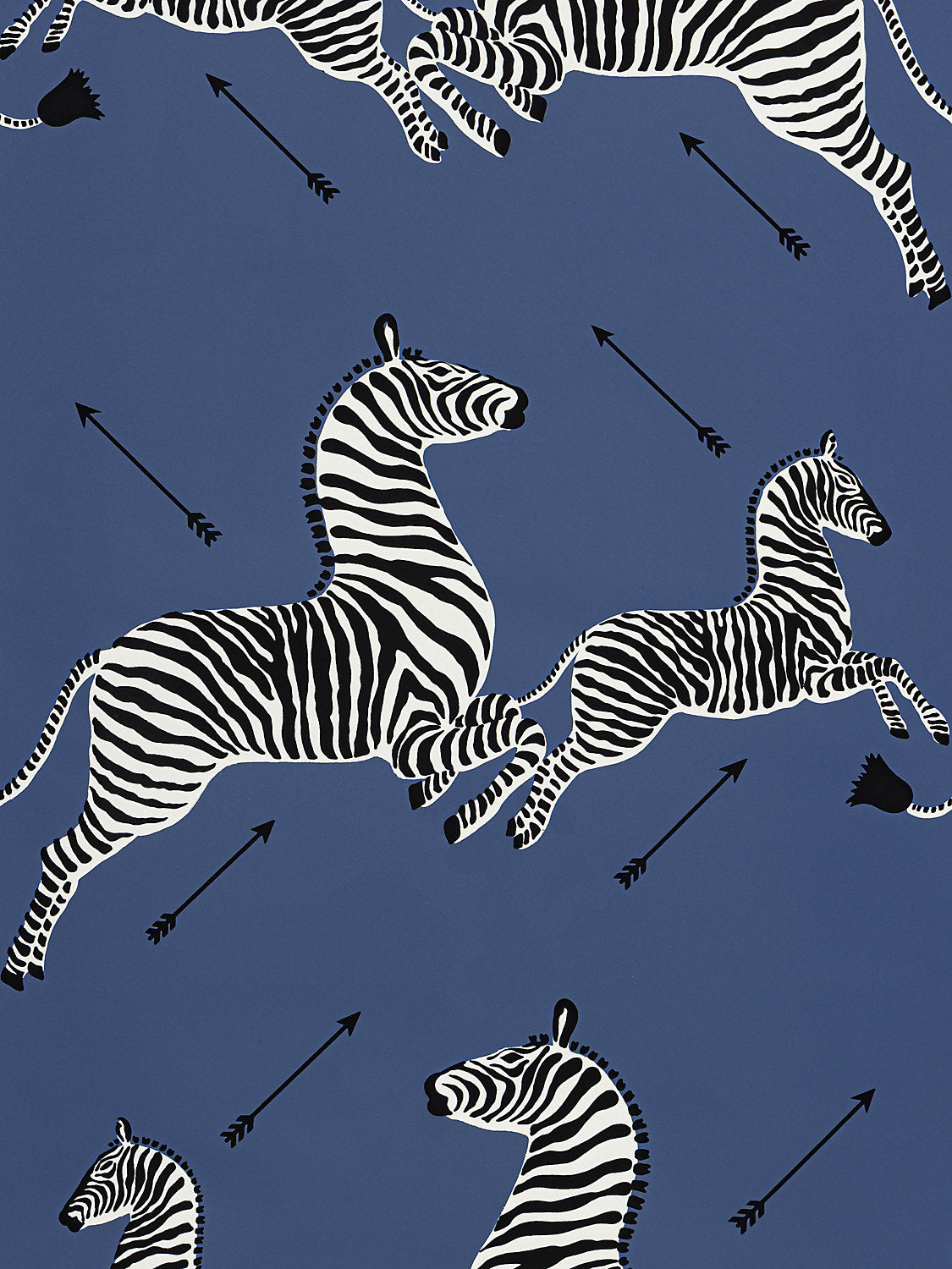 Zebras | Vinyl - Denim - Scalamandre Wallpaper