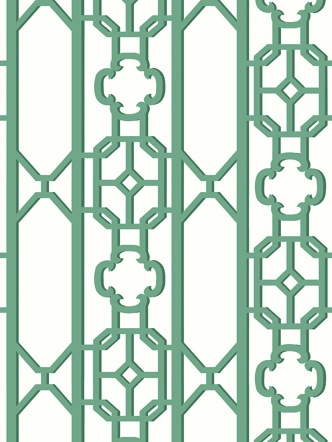 Joanna Fret - Gazebo Green - Scalamandre Wallpaper