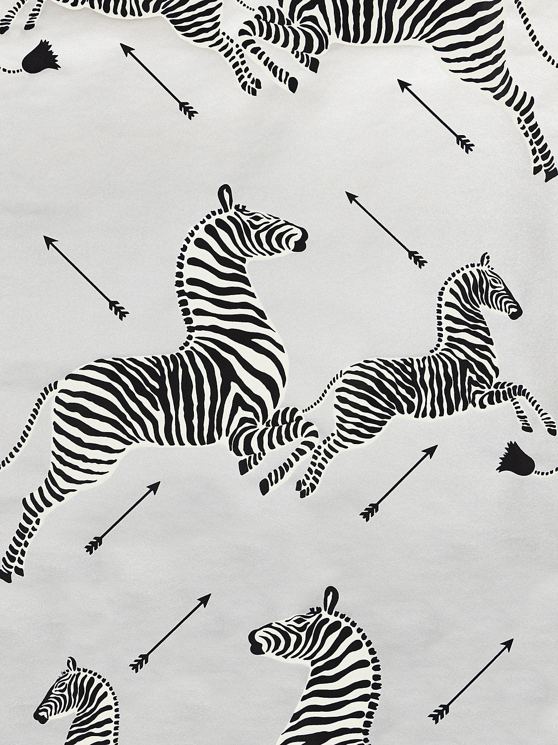 Zebras - Wallpaper - Trimmed - Silver - Scalamandre Wallpaper