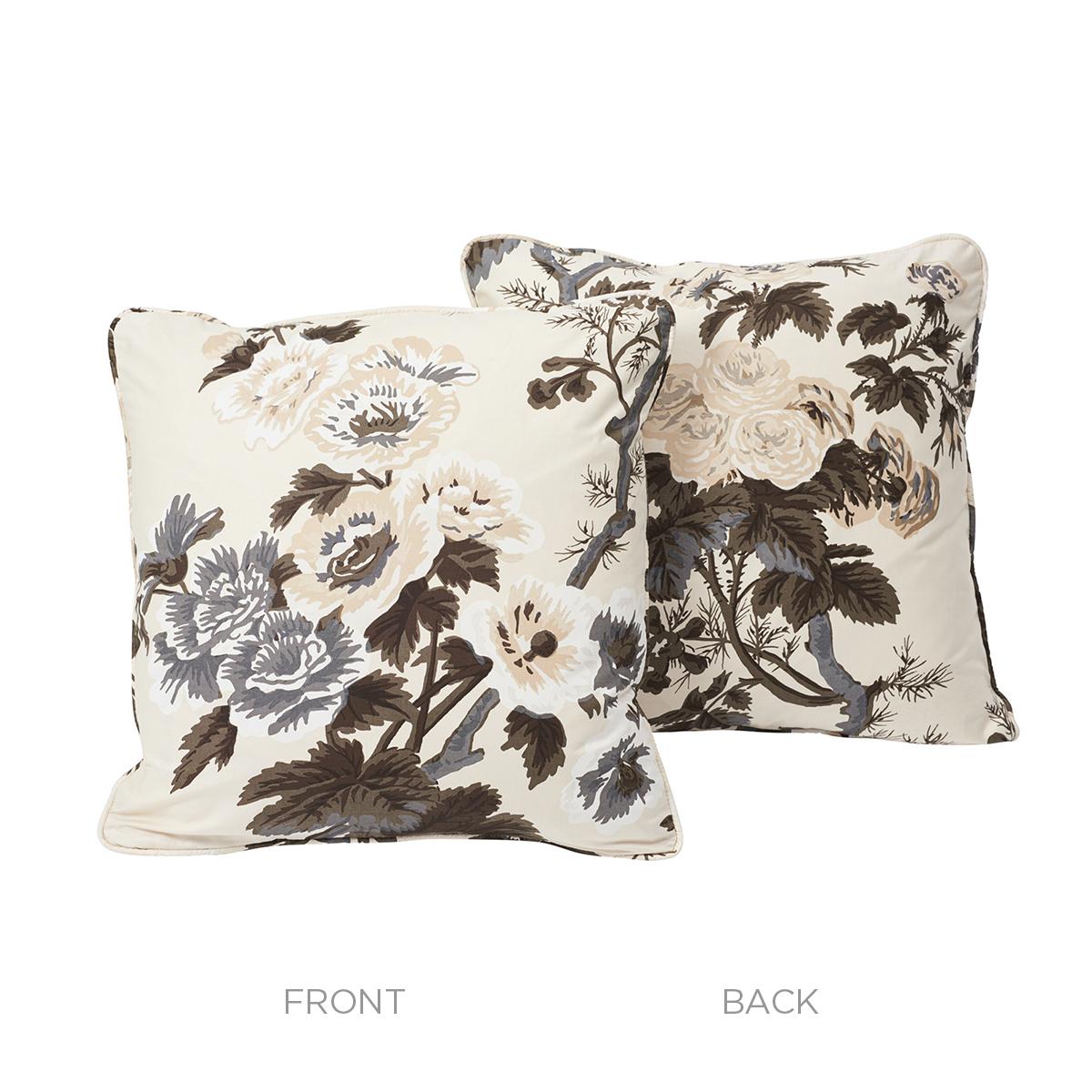 Schumacher Pillow – Pyne Hollyhock - Charcoal - SO17445004 – 18" x 18"