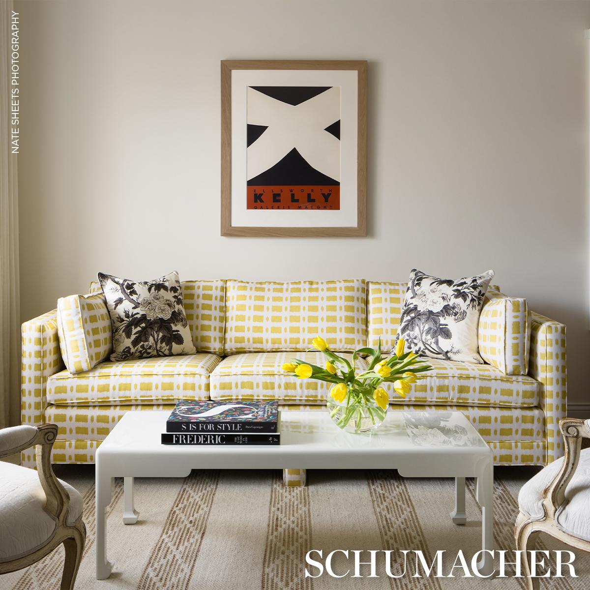 Schumacher Pillow – Pyne Hollyhock - Charcoal - SO17445004 – 18" x 18"