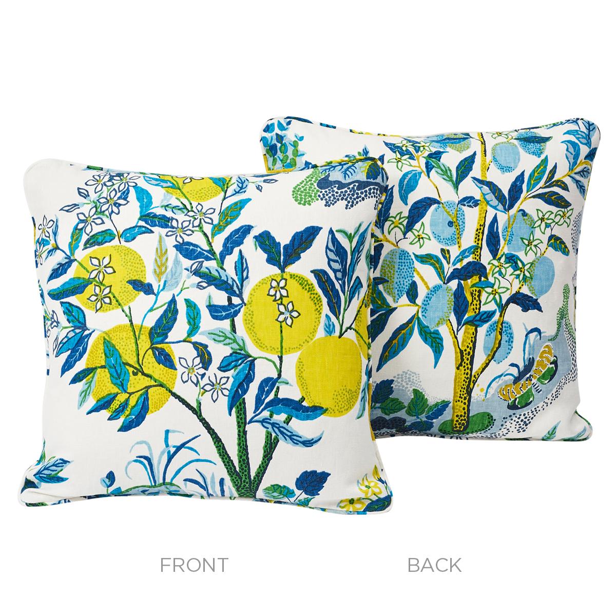 Schumacher Pillow -Citrus Garden - Pool - SO17576106 - 22" x 22"