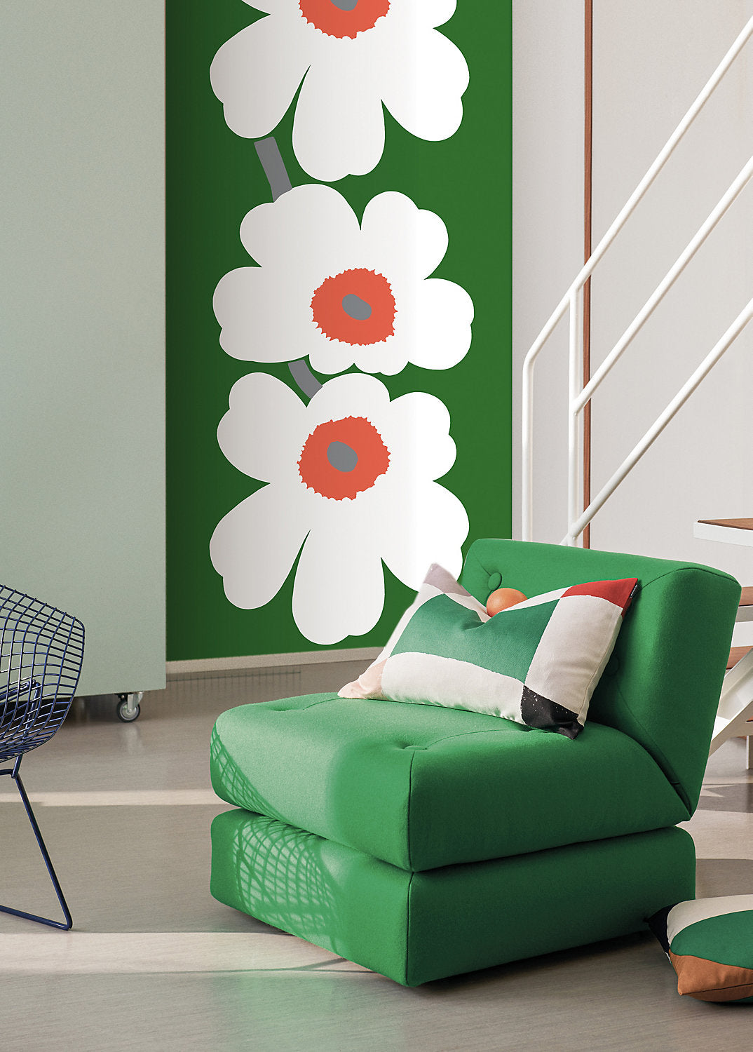 UNIKKO 60 - MURAL White On Green WJ2 25990 5990 - MARIMEKKO WALLCOVERING