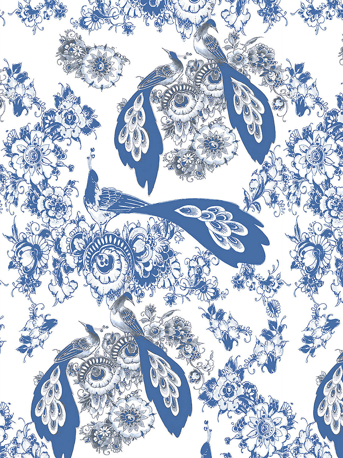 Bloemdecor - White - Scalamandre Wallpaper