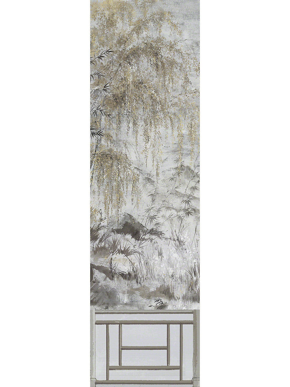 Crested Crane Mural | Panel 2 - Silver Gold