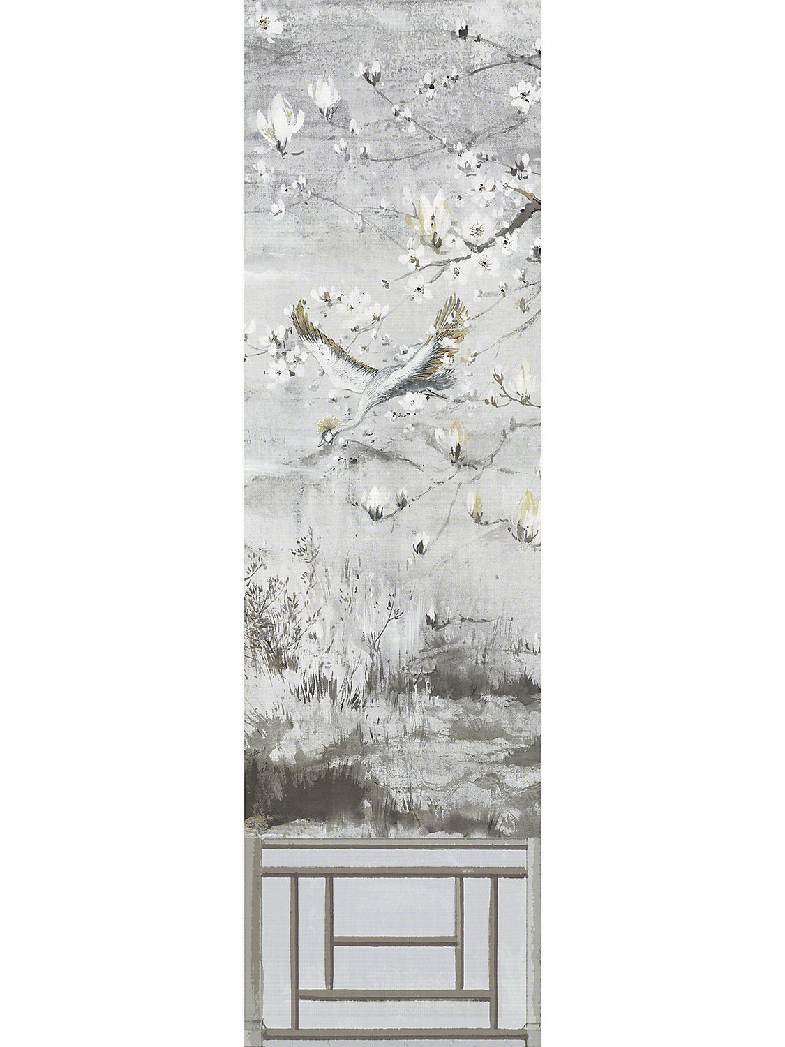 Crested Crane Mural | Panel 5 - Silver Gold