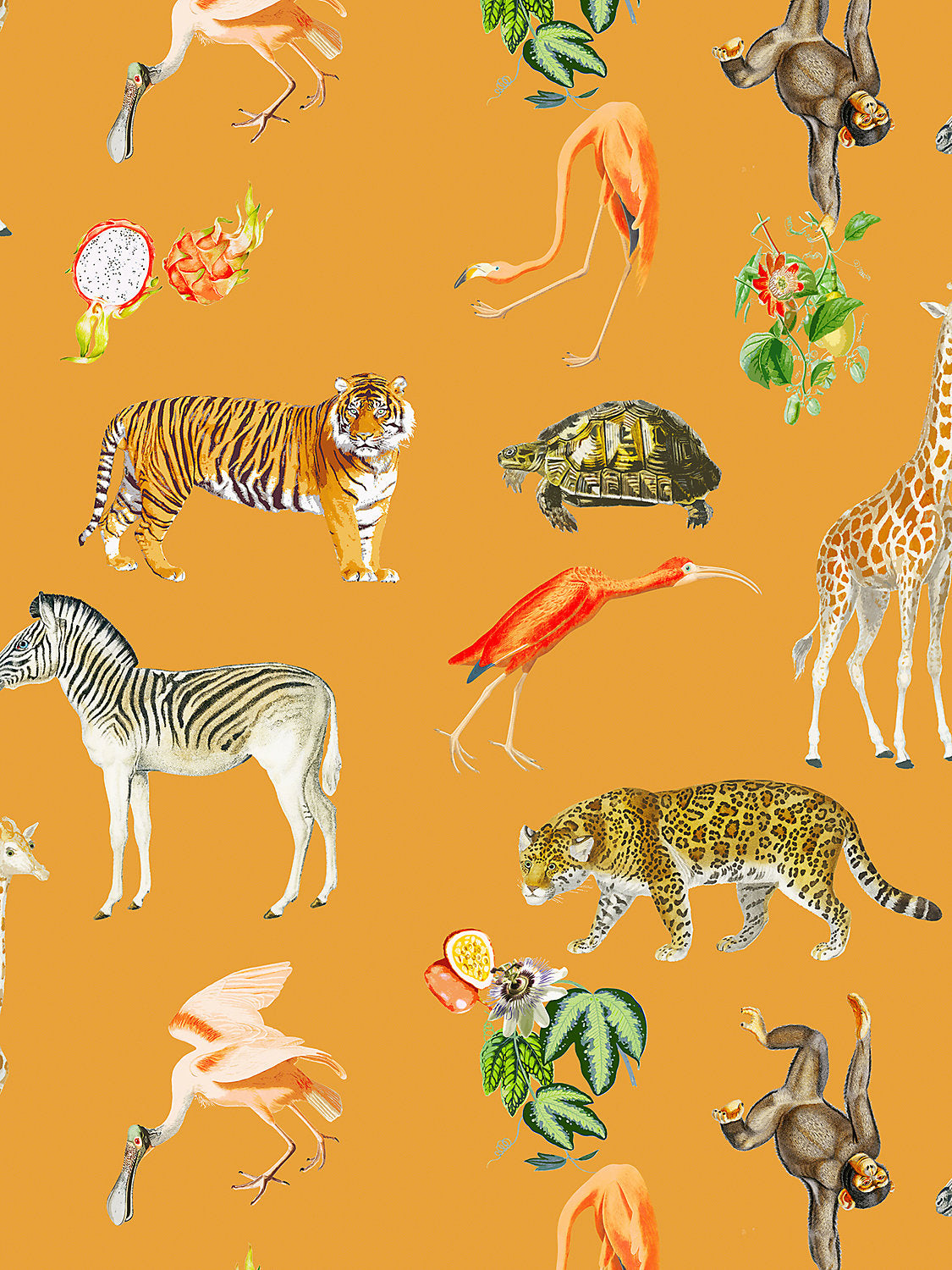 Exotix - Tangerine - Scalamandre Wallpaper