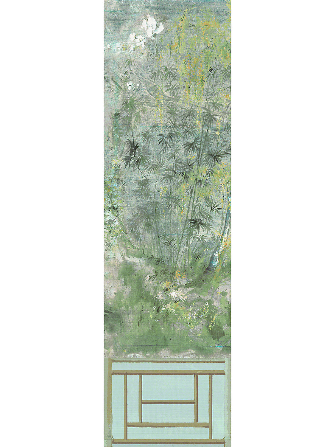 Crested Crane Mural | Panel 1 - Green Gold