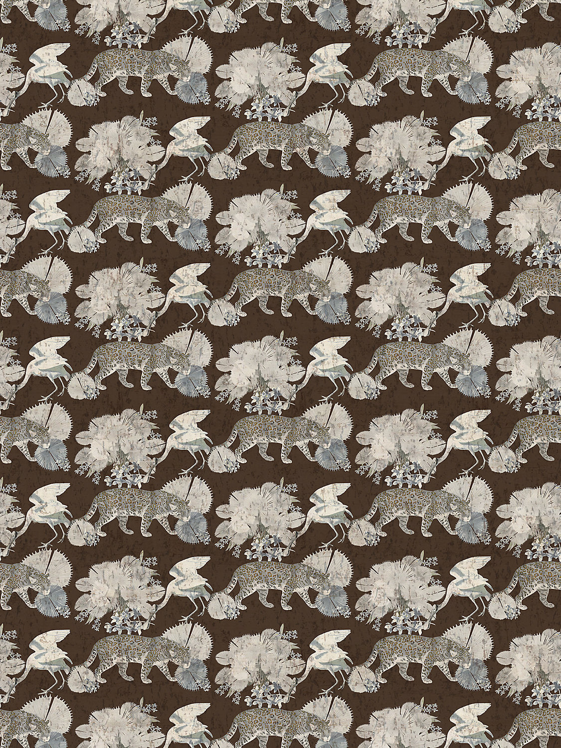 Leopard Walk - Chocolate - Scalamandre Wallpaper