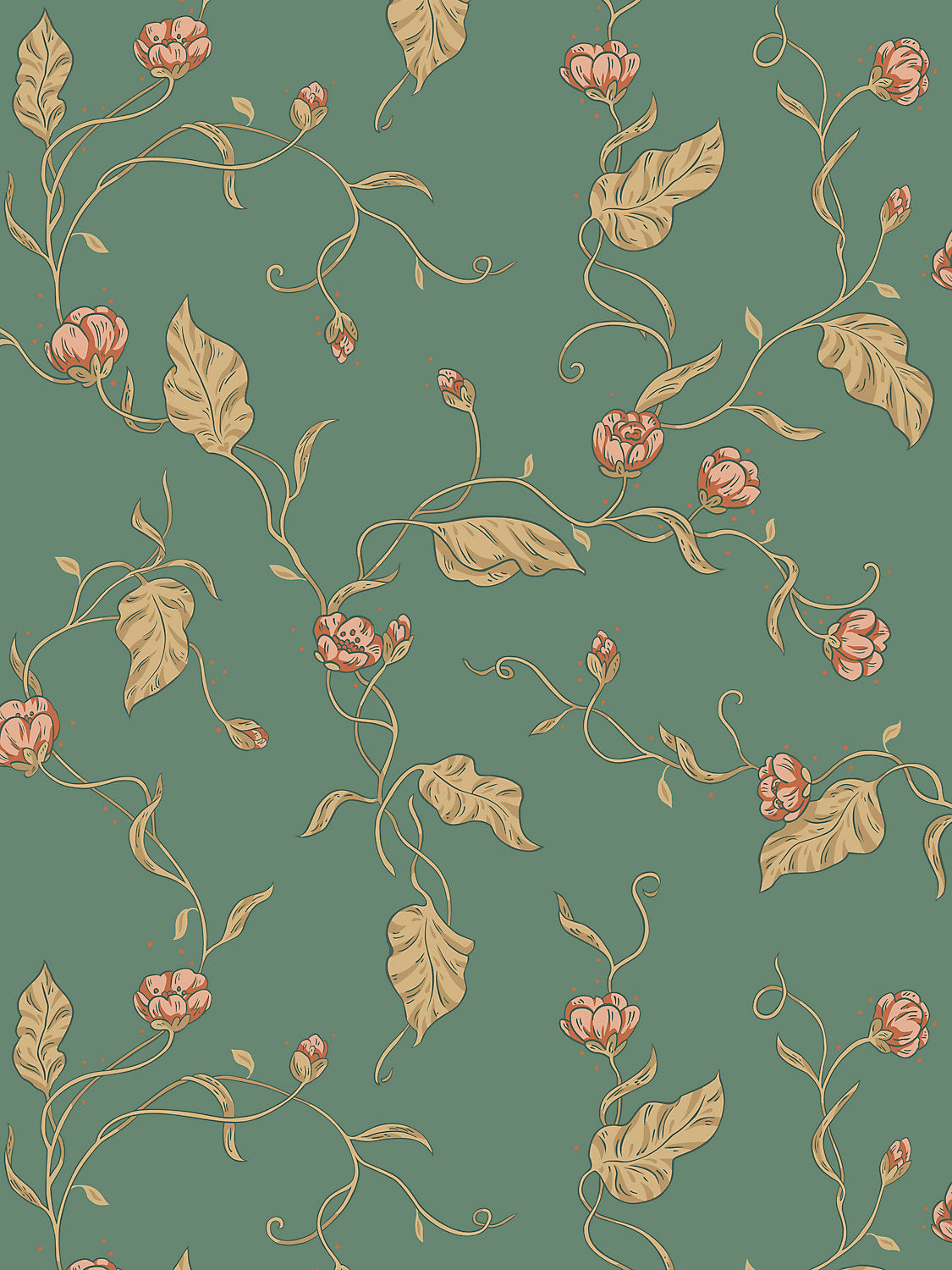 Elmire - Emerald - Scalamandre Wallpaper