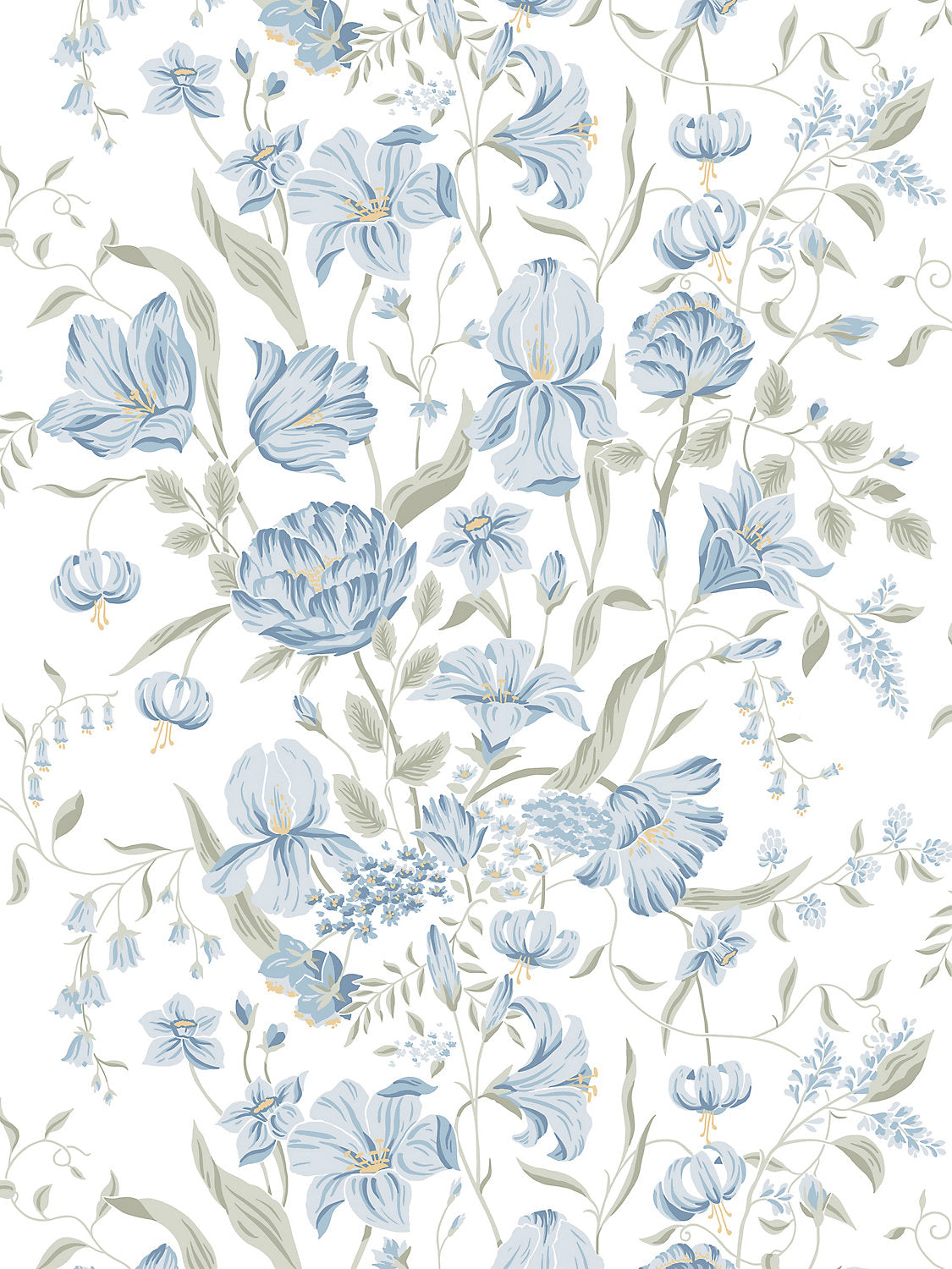 Karins Bukett - Sky Blue - Scalamandre Wallpaper