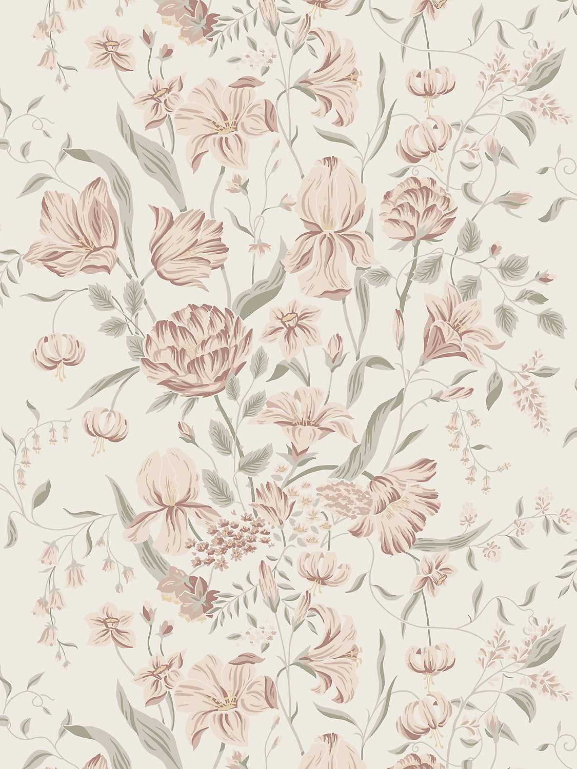 Karins Bukett - Powder Pink - Scalamandre Wallpaper