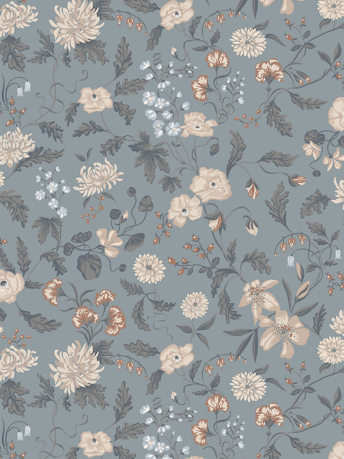 Till Karin - Folklore Blue - Scalamandre Wallpaper