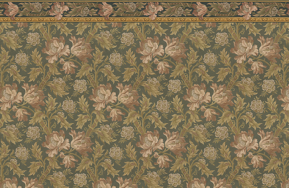 Esther | Mural - Forest Green - Scalamandre Wallpaper