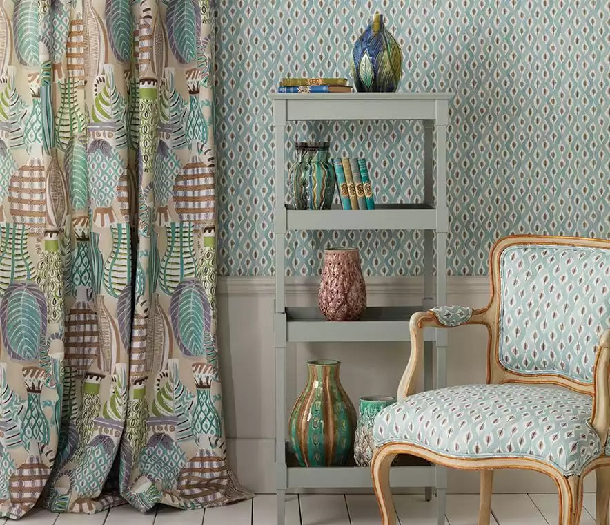 Les Rêves Collioure Aqua/Green/Lilac - Nina Campbell - NCF4290-02 Fabric
